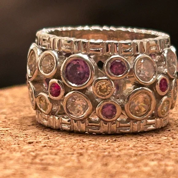 Multi Coloured Gemstone Ring - Picture 2 of 7